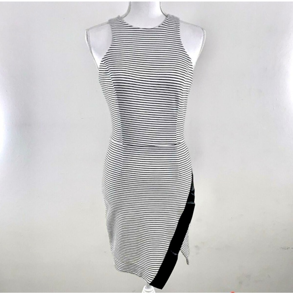 Wayf dress with faux leather slit - M